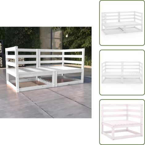 The Living Store Divano da Giardino a 2 Posti Bianco in Legno Massello di Pino - Divano in legno
