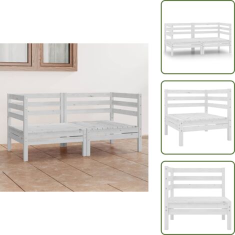 The Living Store Divano da Giardino a 2 Posti Bianco in Legno Massello di Pino - Divano in legno
