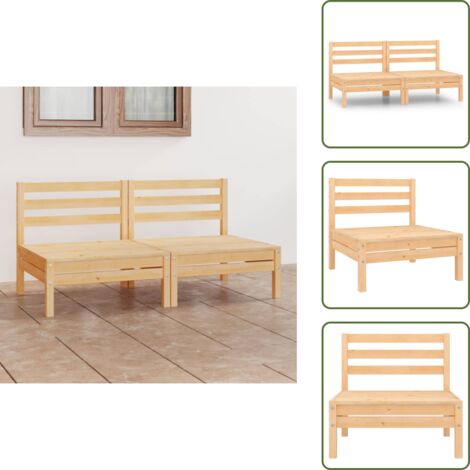 The Living Store Divano da Giardino a 2 Posti in Legno Massello di Pino - Divano in legno