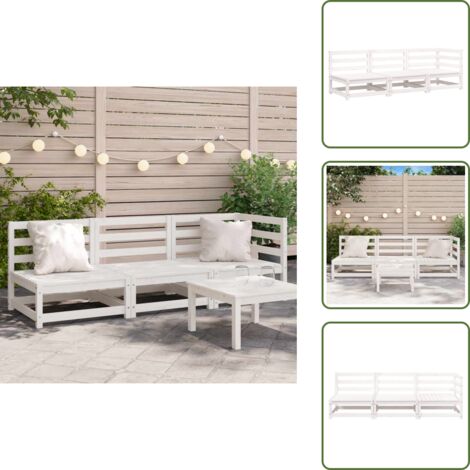 The Living Store Divano da Giardino a 3 Posti in Legno Massello di Pino Bianco - Divano da esterno
