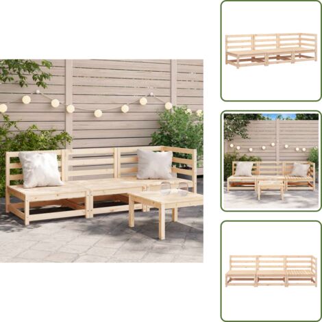 The Living Store Divano da Giardino a 3 Posti in Legno Massello di Pino - Divano da esterno
