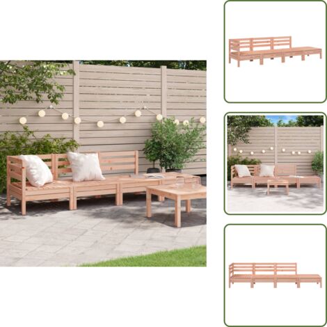 The Living Store Divano da Giardino a 4 Posti in Legno Massello di Douglas - Divano da giardino angolare