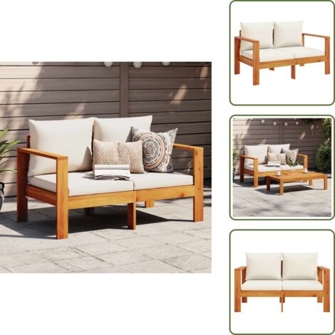 The Living Store Divano da Giardino con Cuscini 2 Posti Legno Massello di Acacia - Divano da esterno