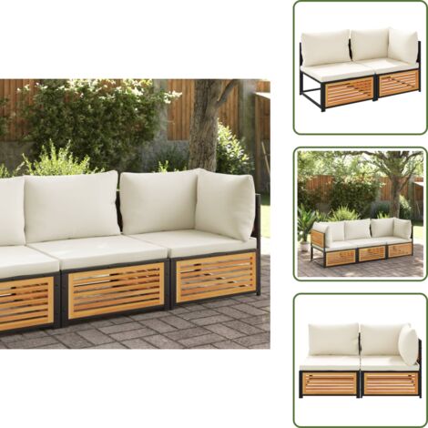 The Living Store Divano da Giardino con Cuscini 2 Posti Legno Massello di Acacia - Divano in legno