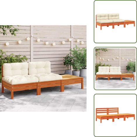 The Living Store Divano da Giardino con Cuscini e Poggiapiedi 2 Posti - Divano in legno