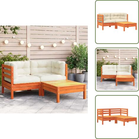 The Living Store Divano da Giardino con Cuscini e Poggiapiedi 2 Posti - Divano in legno