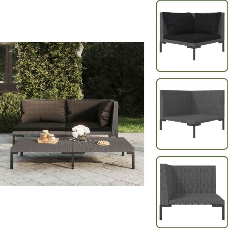 The Living Store Divano da Giardino con Cuscini in Polyrattan Mezzo Tondo - Seduta da esterno