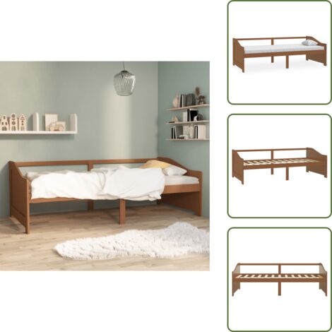 The Living Store Divano Letto 3 Posti senza Materasso Ambrato in Pino 90x200 cm - Letto da ospiti