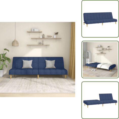 The Living Store Divano Letto a 2 Posti Blu in Tessuto - Letto a due posti