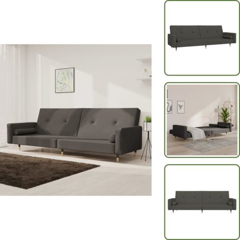 The Living Store Divano Letto a 2 Posti con 2 Cuscini Grigio Scuro in Velluto - Divano a 2 posti
