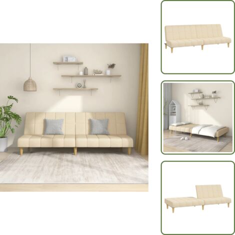 The Living Store Divano Letto a 2 Posti Crema in Tessuto - Divano a 2 posti