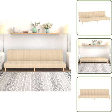 The Living Store Divano Letto a 2 Posti Crema in Tessuto - Divano a 2 posti