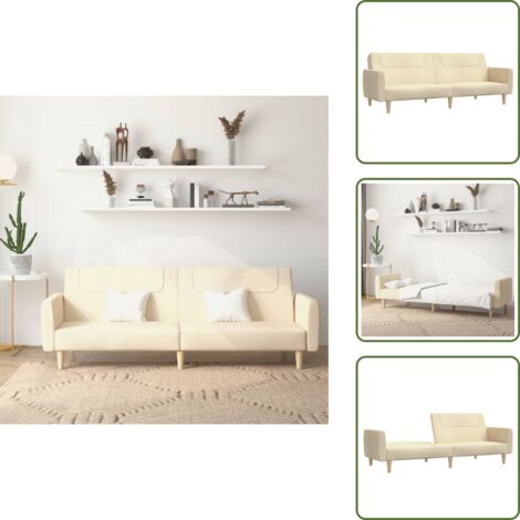 The Living Store Divano Letto a 2 Posti Crema in Tessuto - Divano a 2 posti