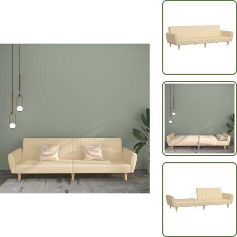 The Living Store Divano Letto a 2 Posti Crema in Tessuto - Divano letto 2 posti