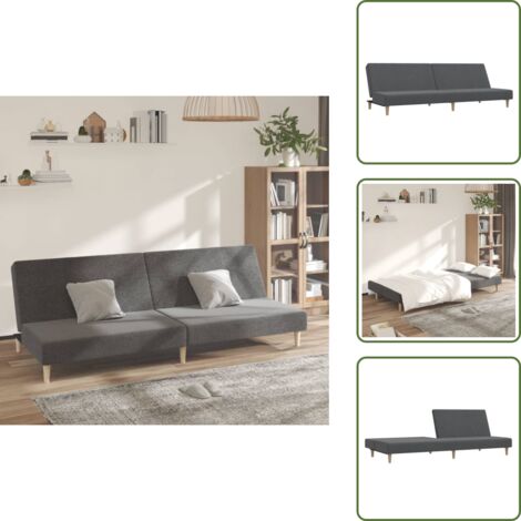 The Living Store Divano Letto a 2 Posti Grigio Chiaro in Tessuto - Letto a 2 posti