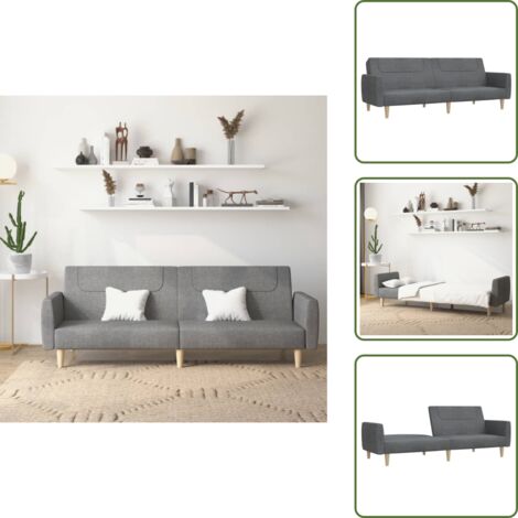 The Living Store Divano Letto a 2 Posti Grigio Chiaro in Tessuto - Letto a due posti