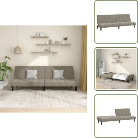 The Living Store Divano Letto a 2 Posti Grigio Chiaro in Velluto - Letto a 2 posti