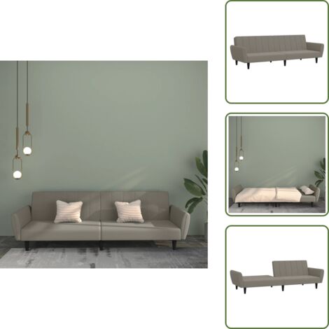 The Living Store Divano Letto a 2 Posti Grigio Chiaro in Velluto - Letto a 2 posti