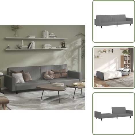 The Living Store Divano Letto a 2 Posti Grigio in Similpelle - Divano a 2 posti