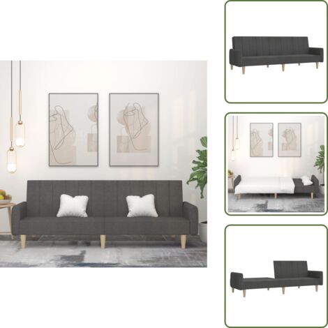The Living Store Divano Letto a 2 Posti Grigio Scuro in Tessuto - Divano a 2 posti