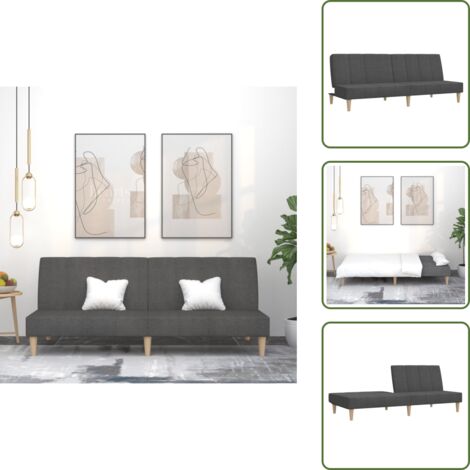 The Living Store Divano Letto a 2 Posti Grigio Scuro in Tessuto - Letto a due posti