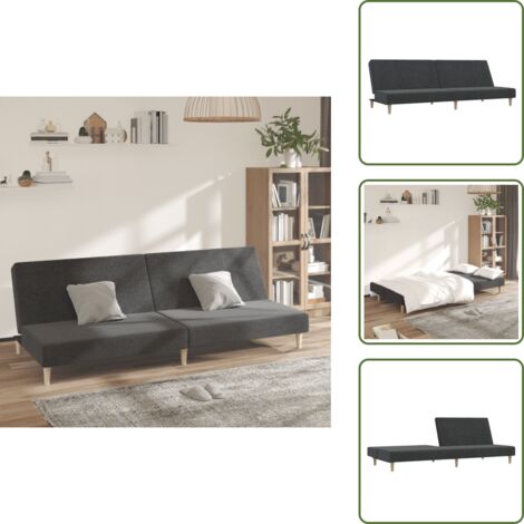 The Living Store Divano Letto a 2 Posti Grigio Scuro in Tessuto - Letto a due posti