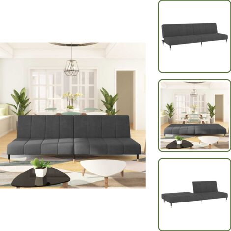 The Living Store Divano Letto a 2 Posti Grigio Scuro in Velluto - Divano a 2 posti