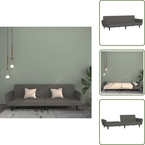 The Living Store Divano Letto a 2 Posti Grigio Scuro in Velluto - Divano a 2 posti