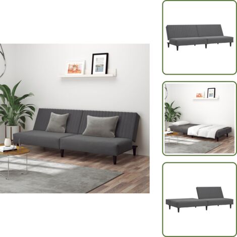 The Living Store Divano Letto a 2 Posti Grigio Scuro in Velluto - Letto a 2 posti