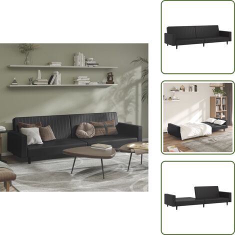 The Living Store Divano Letto a 2 Posti Nero in Similpelle - Divano letto 2 posti