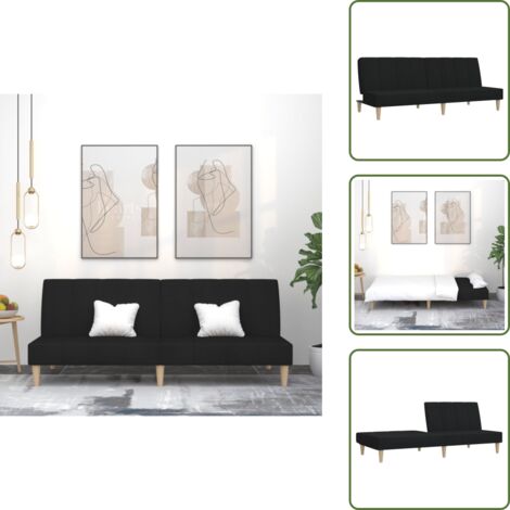 The Living Store Divano Letto a 2 Posti Nero in Tessuto - Letto a due posti