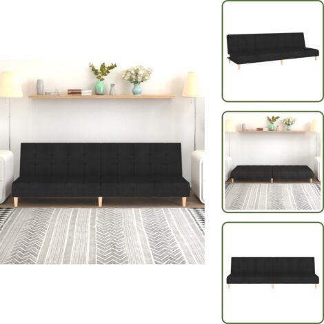 The Living Store Divano Letto a 2 Posti Nero in Tessuto - Letto a due posti