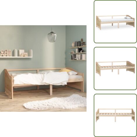 The Living Store Divano Letto a 3 Posti in Legno Massello di Pino 90x200cm - Letto in legno