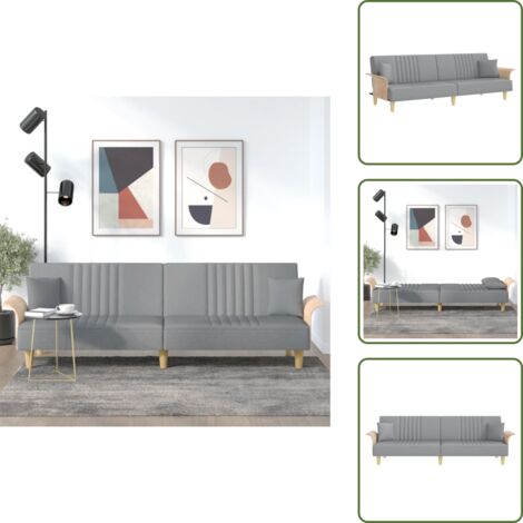 The Living Store Divano Letto con Braccioli Grigio Chiaro in Tessuto - Divano letto