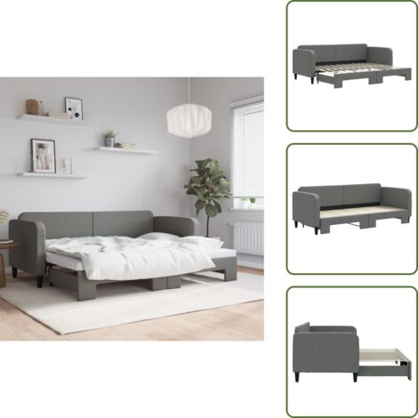 The Living Store Divano Letto con Letto Estraibile Grigio Scuro 80x200 Tessuto - Letto estraibile