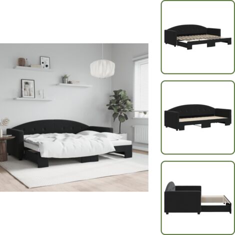 The Living Store Divano Letto con Letto Estraibile Nero 80x200 cm in Velluto - Letto estraibile