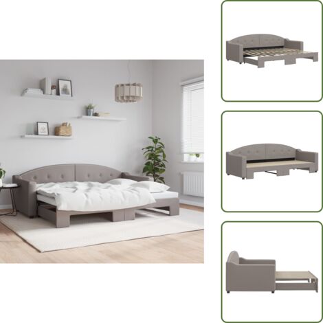 The Living Store Divano Letto con Letto Estraibile Tortora 80x200 cm Tessuto - Letto estraibile