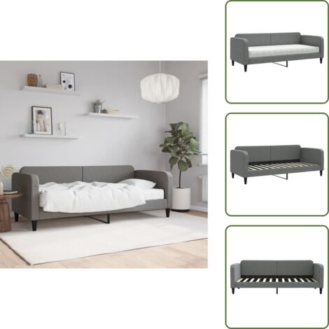 The Living Store Divano Letto con Materasso Grigio Scuro 80x200 cm in Tessuto - Materasso in schiuma