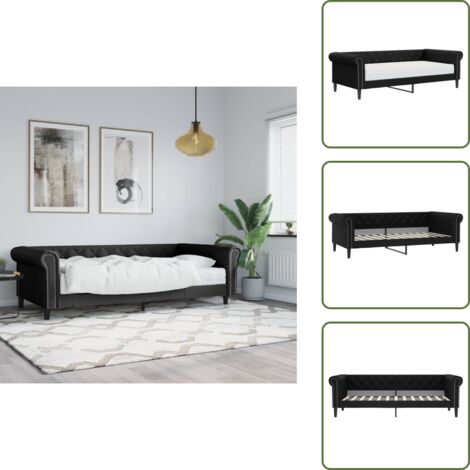 The Living Store Divano Letto con Materasso Nero 90x200 cm in Similpelle - Materasso in schiuma
