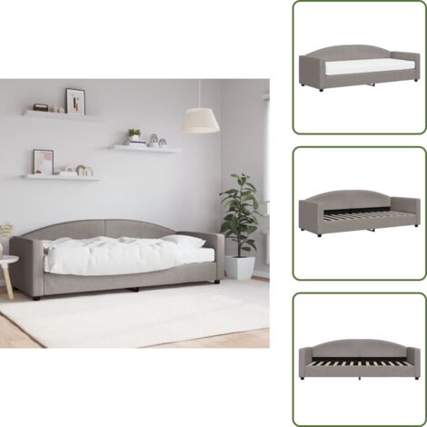 The Living Store Divano Letto con Materasso Tortora 80x200 cm in Tessuto - Materasso in schiuma