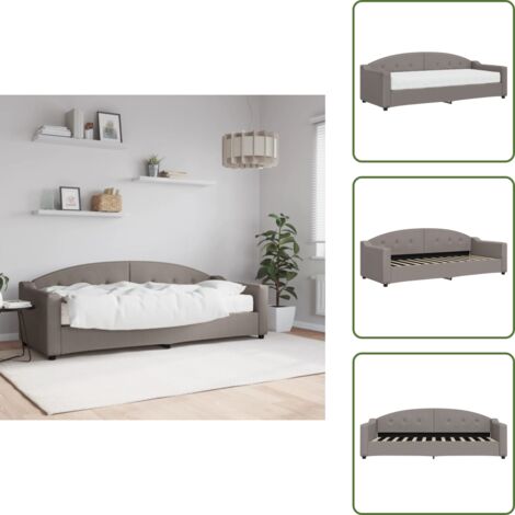 The Living Store Divano Letto con Materasso Tortora 80x200 cm in Tessuto - Materasso in schiuma