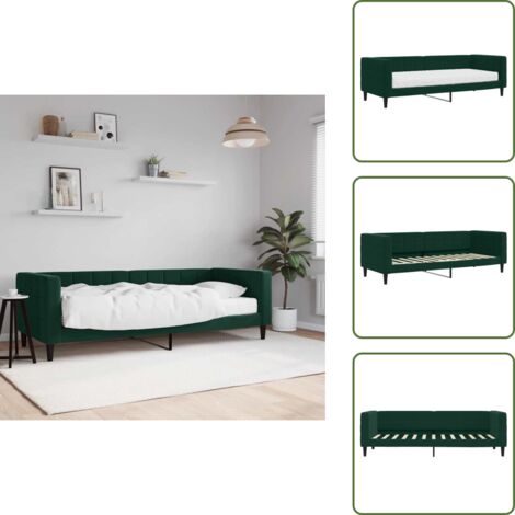 The Living Store Divano Letto con Materasso Verde Scuro 80x200 cm in Velluto - Materasso in schiuma