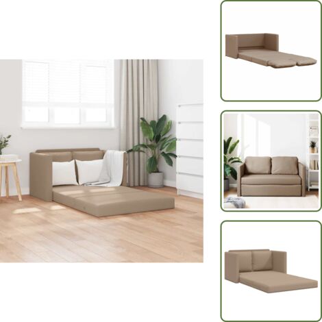 The Living Store Divano Letto da Terra 2 in 1 Cappuccino 112x174x55cm Similpelle - Divano da terra