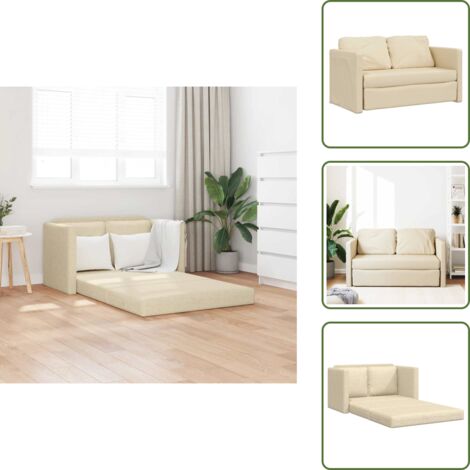 The Living Store Divano Letto da Terra 2 in 1 Crema 112x174x55 cm Tessuto - Divano da terra