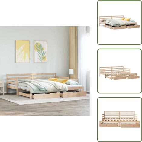 The Living Store Divano Letto Estraibile con Cassetti senza Materasso 90x200 cm - Letto estraibile