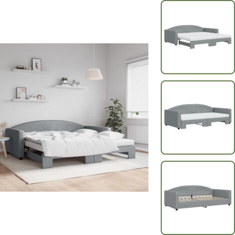 The Living Store Divano Letto Estraibile Materassi Grigio Chiaro 100x200 Tessuto - Materasso in schiuma
