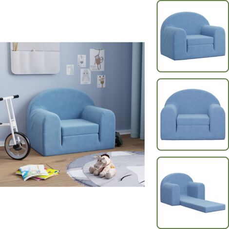 The Living Store Divano Letto per Bambini Blu in Morbido Peluche - Letto per bambini