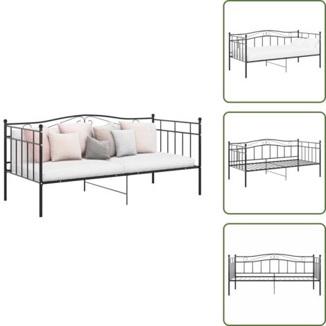 The Living Store Divano Letto Telaio Nero in Metallo 90x200 cm - Letto a castello