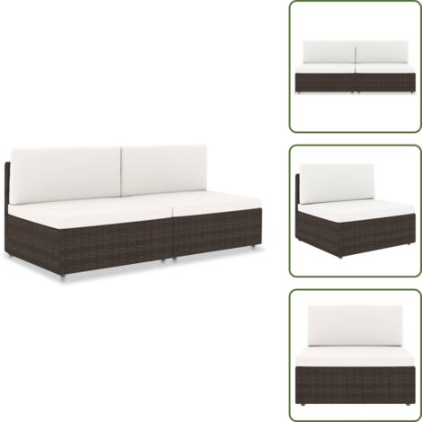 The Living Store Divano Modulare a 2 Posti in Polyrattan Marrone - Divano da giardino