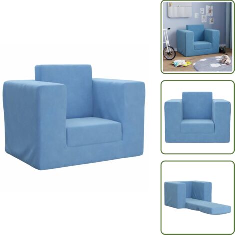 The Living Store Divano per Bambini Blu in Morbido Peluche - Divano letto per bambini